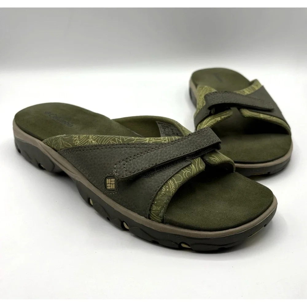 COLUMBIA Catalina Sandal Women's Size‎ 8 Olive Hook & Loop Slide On Shoe